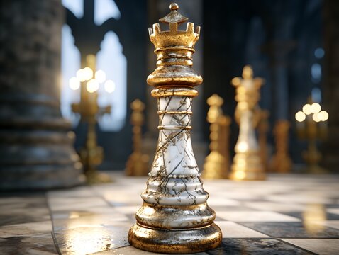 Chess on a chessboard, business concept of success and leadership
