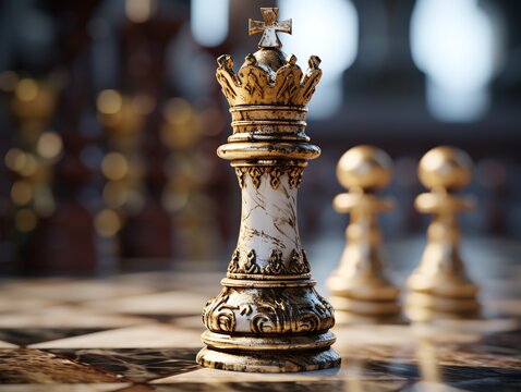 Chess on a chessboard, business concept of success and leadership
