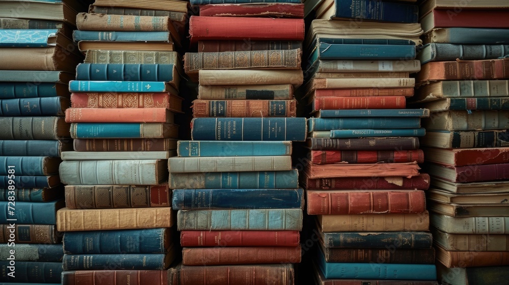 Poster a stack of books sitting on top of each other. ideal for educational and academic concepts