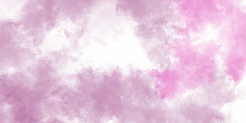 Purple sky with clouds as background. Brushed Painted Violet ink and watercolor textures on white background. Lilac Vintage Tie Dye Effect. Fantasy and abstract dynamic cloud and sky with grunge.