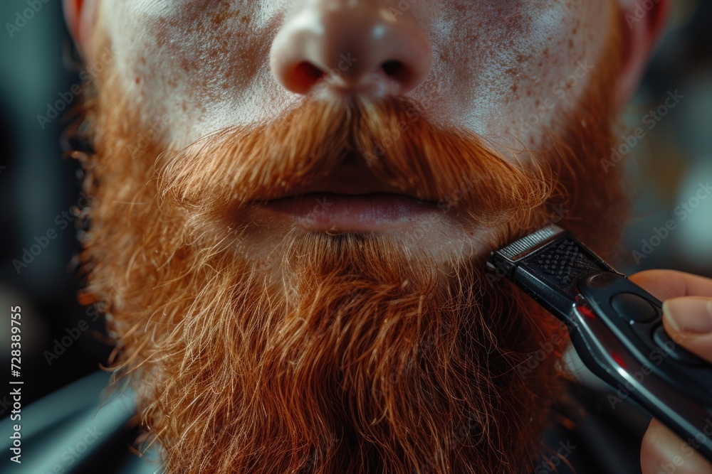 Poster A close-up view of a person with a beard. This image can be used for various purposes