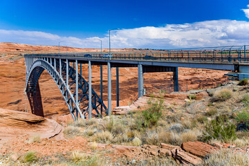 old Navajo bridge spans the river colorado near Lees Ferry in Arizona,
