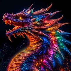 Vibrant Digital Art of a Dragon