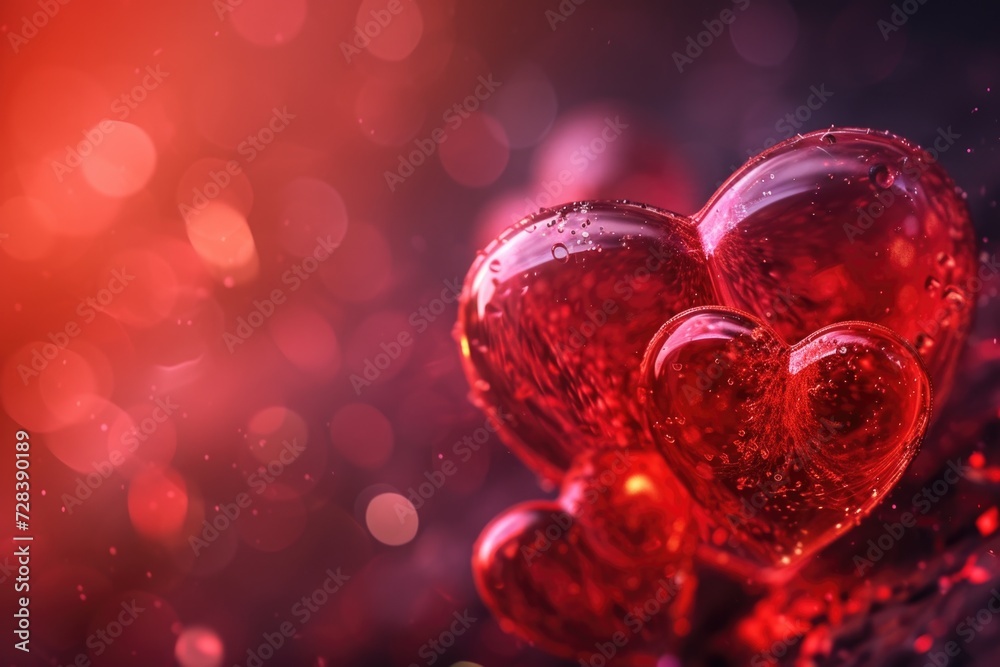 Poster A collection of red hearts arranged neatly on a table. Perfect for expressing love and affection. Suitable for various occasions