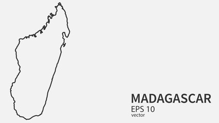 Vector line map of Madagascar. Vector design isolated on white background.	
