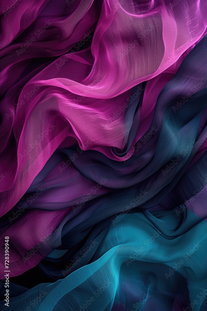 Poster a detailed view of a fabric in shades of purple and blue. suitable for various creative projects