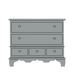 Image of a chest of drawers. Piece of furniture for storage. Furniture for bedroom, study, living room, bathroom