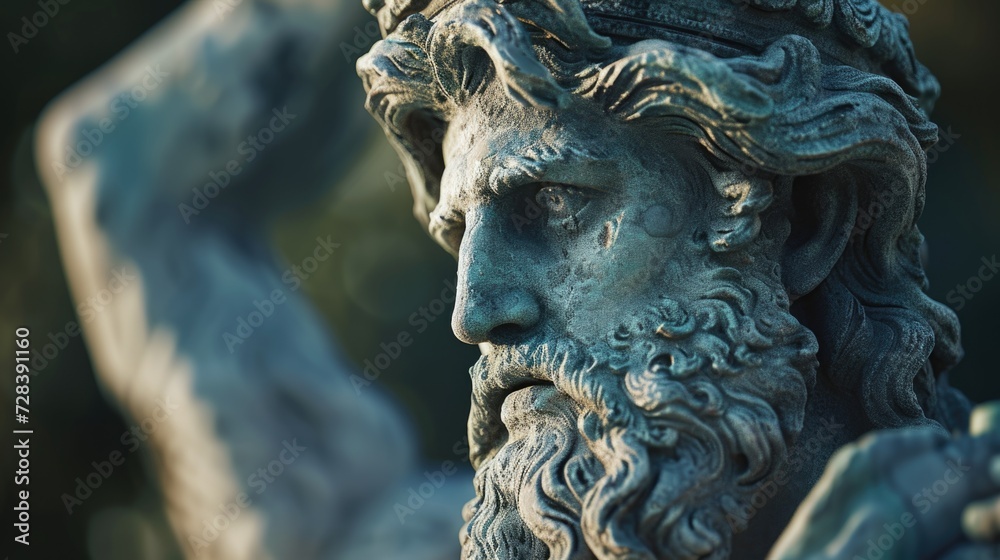 Aufkleber A close-up view of a statue featuring a man with a beard. This image can be used in various contexts