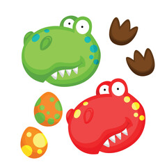 Obraz premium Dinosaur Tryannosaurus TYrex Face and Egg Animal Cartoon Illustration Vector Clipart Sticker