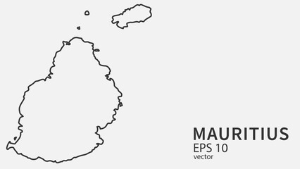 Vector line map of Mauritius. Vector design isolated on white background.	
