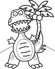 Cute and Funny Dinosaur Tryannosaurus Trex Animal Cartoon Coloring Activity for Kids and Adult © peekadillie
