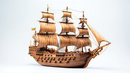 miniature ship made from wood