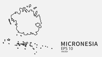 Vector line map of Micronesia. Vector design isolated on white background.	
