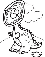 Cute and Funny Dinosaur Tryannosaurus Trex Animal Cartoon Coloring Activity for Kids and Adult