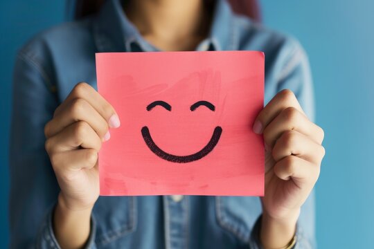 Happy Smiley Emoji symbol Emoticon, colored Symbol emblem. Smiling face efficient feedback. Joyfull ease big smile. beaming smile client rating and customer feedback