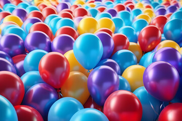 Fototapeta na wymiar Colorful balloons background. Celebration, party, joy, happiness concept. 3D rendering illustration.