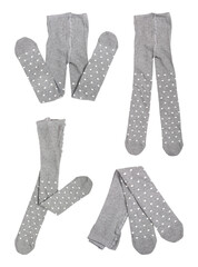 gray tights for girls with dots isolated on white background