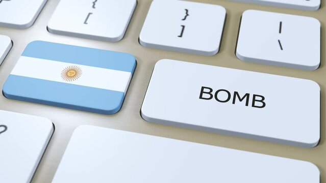 Argentina Country National Flag and Text Bomb on Button. War Concept