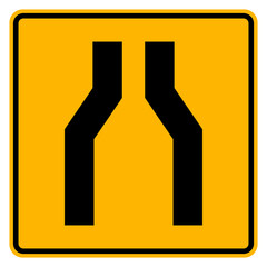 Narrowing Traffic Road Sign,Vector Illustration, Isolate On White Background Label .EPS10