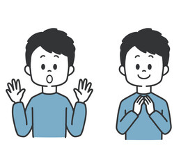 驚く　感謝する　男性