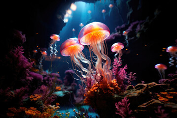 Fototapeta na wymiar Underwater world. Jellyfish
