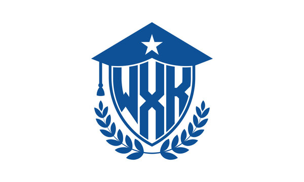 WXK three letter iconic academic logo design vector template. monogram, abstract, school, college, university, graduation cap symbol logo, shield, model, institute, educational, coaching canter, tech