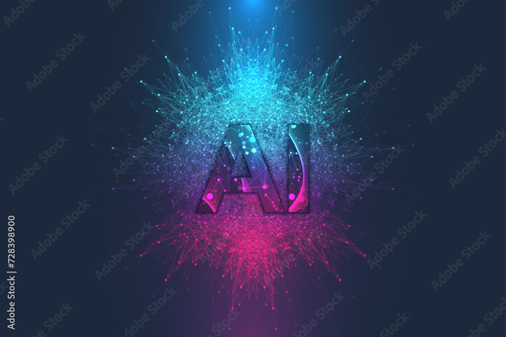 Aufkleber AI Generative Banner Concept In The Digital Style. Generative Ideas Design Element For Internet Technology. Futuristic Technology Concept Artificial Intelligence.