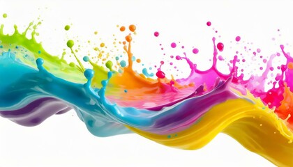 Schizzo colorato multicolore in acqua. Schizzo multicolore in acqua. Onda colorata di liquido.  Colorful wave paint splash border with liquid drops in water.