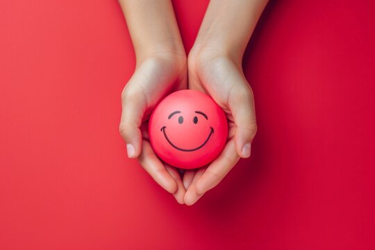 Positive Psychology Emoji radiant Smiley, Icon Illustration grading. Smiling cartoon rolled up paper. Big grin painterly happy smile. hypnotherapy stress management