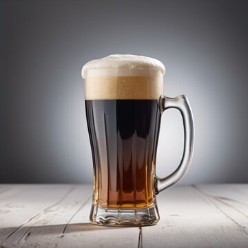 Glass of Dark Beer on a Wooden Table