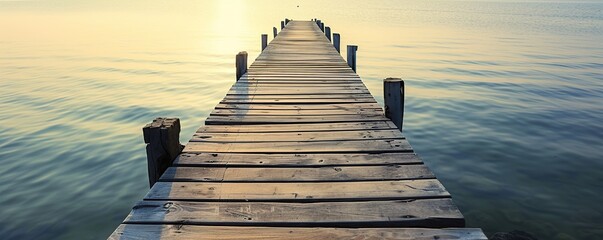 View of wooden pier on the beach - obrazy, fototapety, plakaty