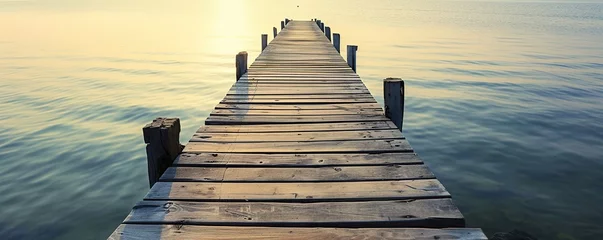 Foto op Plexiglas View of wooden pier on the beach © saka