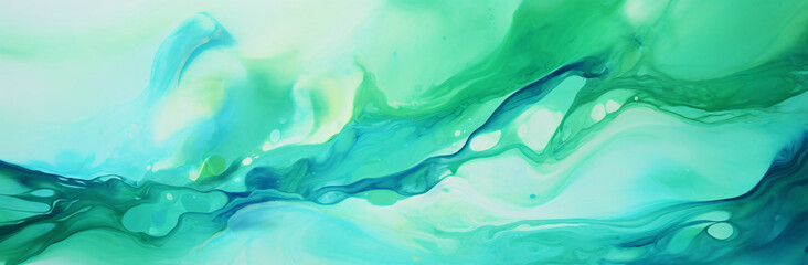 Obraz premium green swirls on a canvas, in the style of fluid color combinations, light turquoise and light azure, colorful moebius