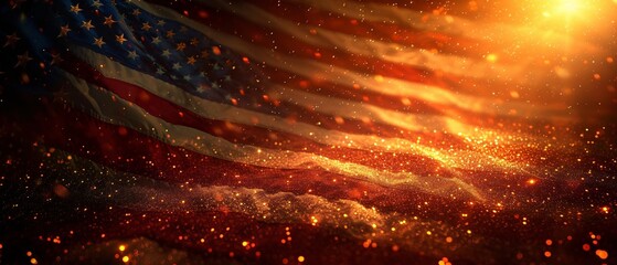 Glowing American Flag A Spectacular Sight on the 4th of July Generative AI
