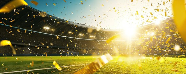 gold glitter in football stadium during championship celebration