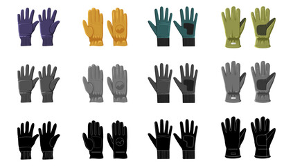 Set of glove and equipment vector icon - obrazy, fototapety, plakaty