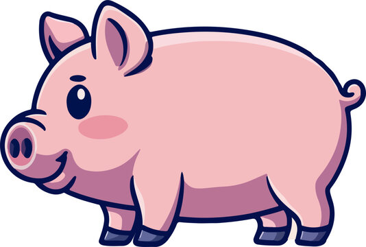cute pig cartoon, clip art, farm animal