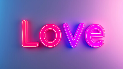 Love Colorful Neon Sign. Banner illustration for Valentine's Day.