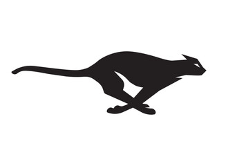 Black stylized silhouette of running cheetah. Vector  cat illustration showing speed. Animal isolated on transparent as logo, mascot, icon or tattoo © don