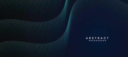 Abstract Blue, Green Gradient Flowing Dot Waving Particle geometric Technology Background. Digital Futuristic Purple, Pink Gradient Dotted Wave. Concept For Science, Music cover, website, header