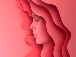 3d rendering of a female face with pink abstract background