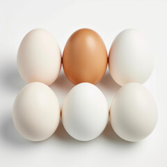 Various chicken egg color. Different shade of eggs, isolated on white background