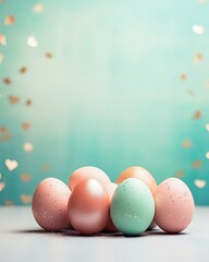 Naklejka na ściany i meble Easter eggs, soft tones, stacked beautifully.