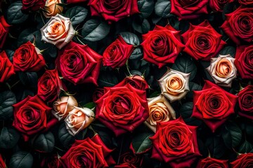 Capture the magic of love with a captivating stock photo featuring a red rose background, creating a visually enchanting composition that evokes passion and romance.