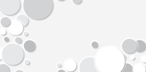 Abstract gray geometric modern circle background Neomorphs design. Circle shape overlap design abstract Minimal style white neomorphism website banner, Vector business presentation background.