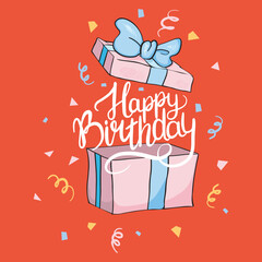happy birthday typography social media post, vector illustration simple