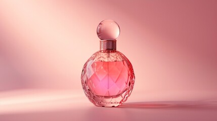 Elegant perfume bottle mockup on a blush background 