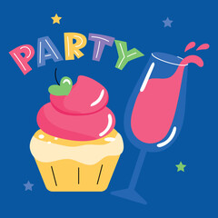 happy birthday typography social media post, vector illustration simple