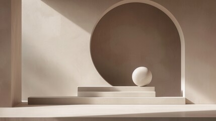 interior with ball neutral shapes minimalism illustration.