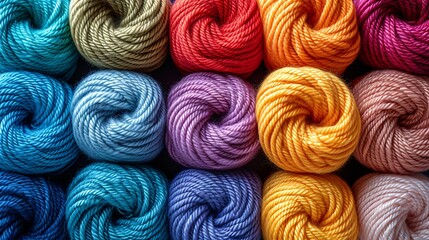 Assorted hue yarn in numerical form.